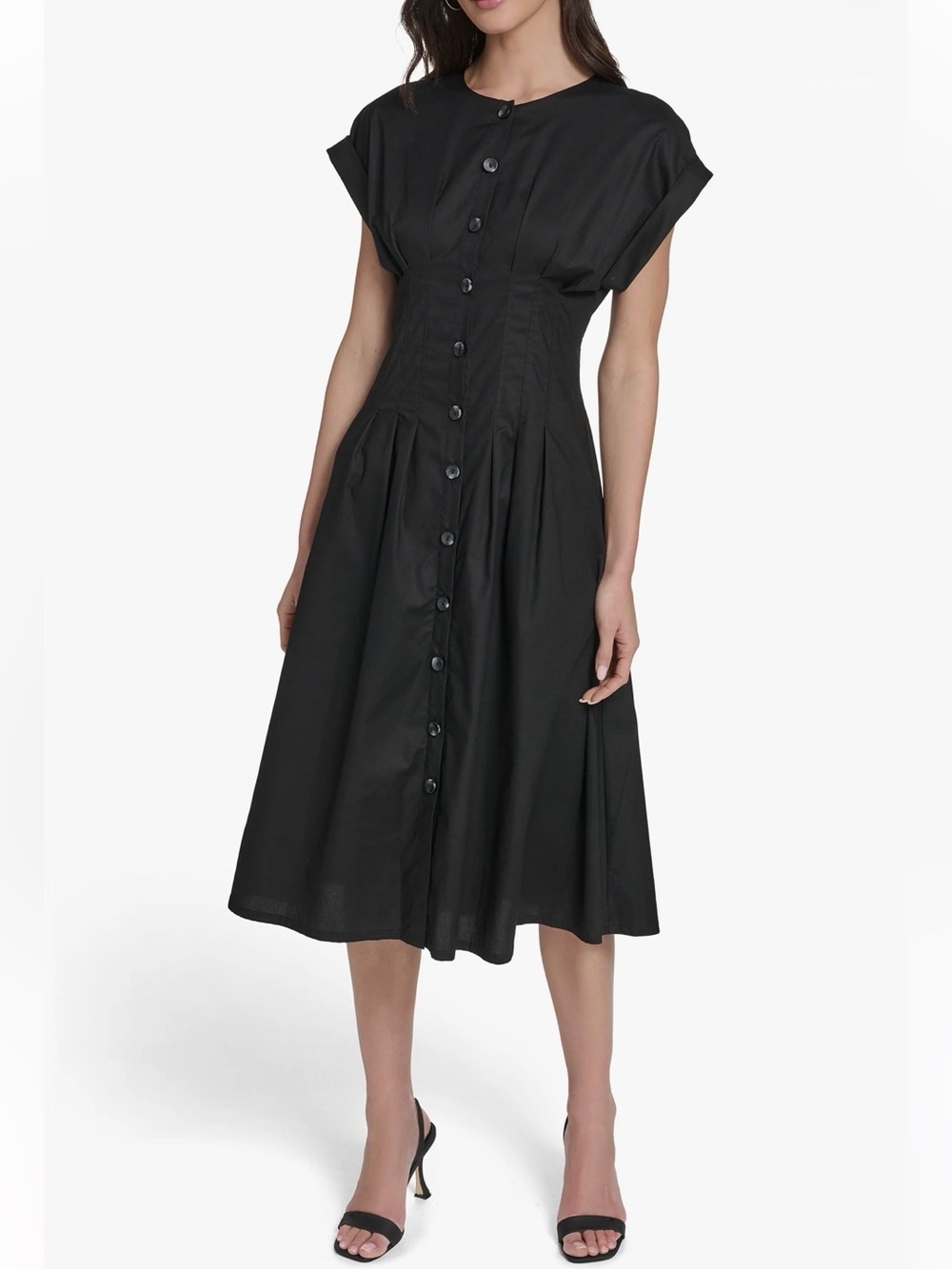Calvin Klein Pintuck Fit and Flare Shirtdress